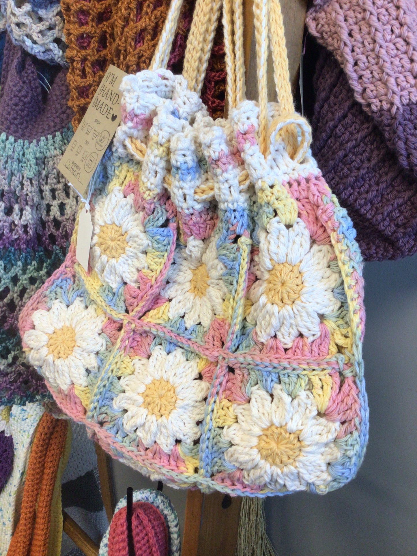 Cozy Crochet Backpack with Daisy Pattern