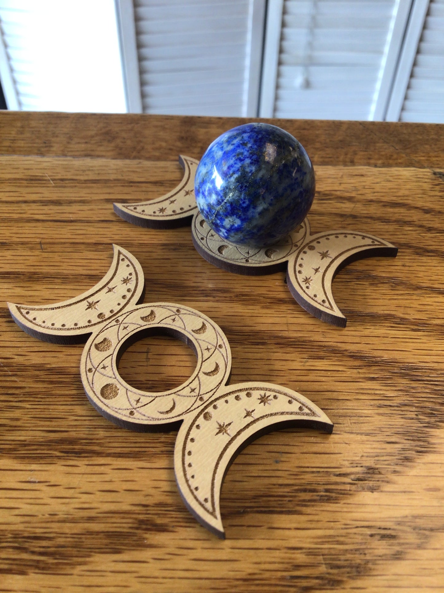 Engraved Sphere Holder - Moon Phase Small