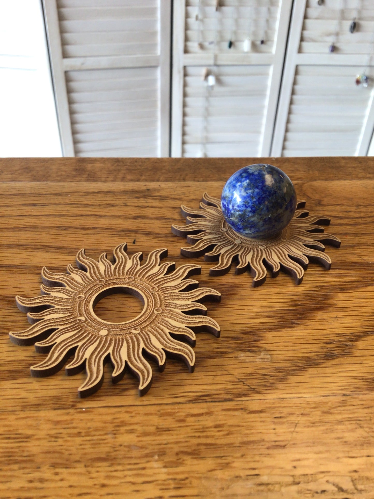Engraved Sphere Holder - Sun Small