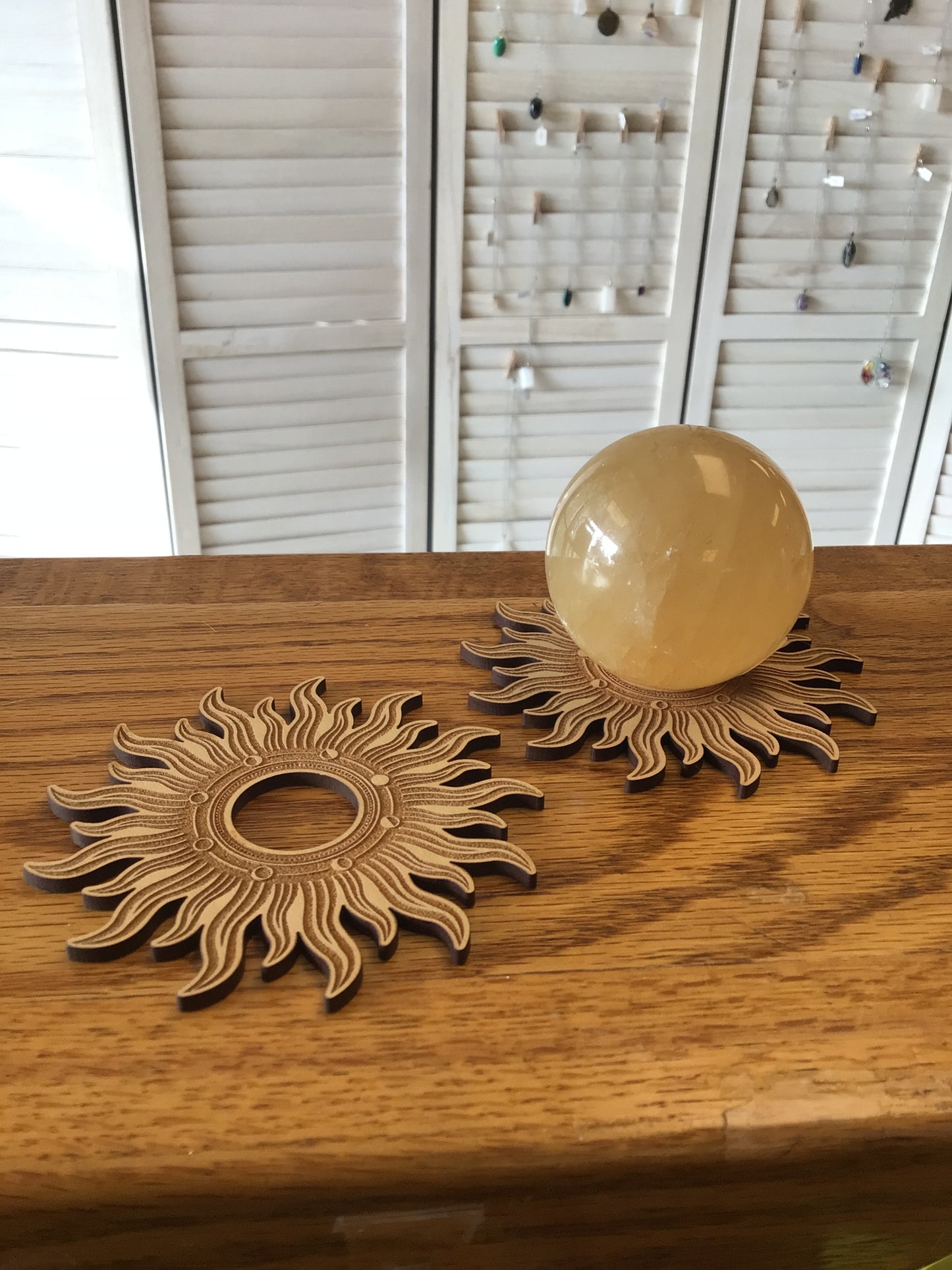 Engraved Sphere Holder - Sun Large