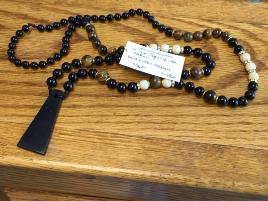 Shungite, Tigers eye onyx obsidian necklace