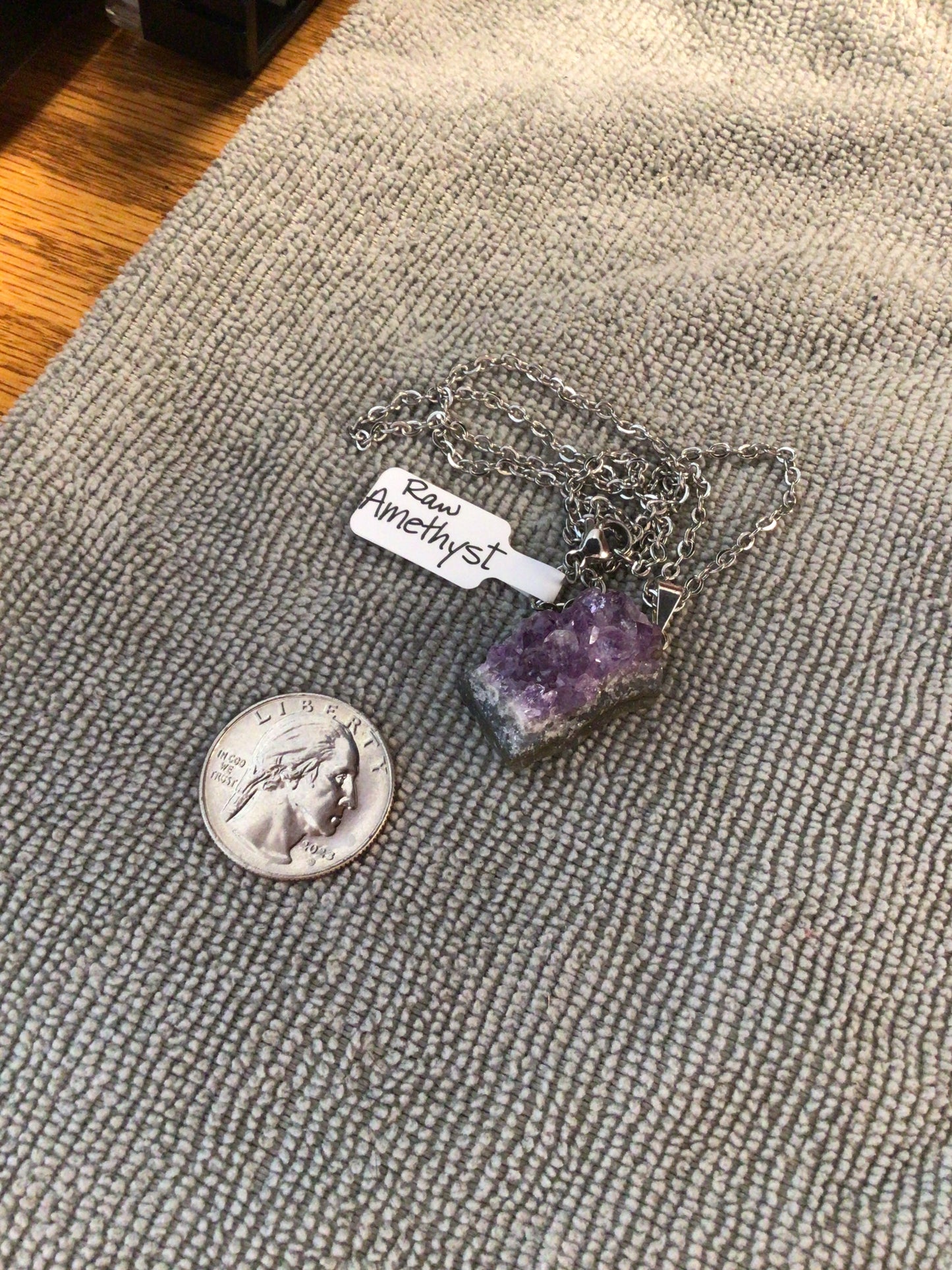 Raw amethyst necklace