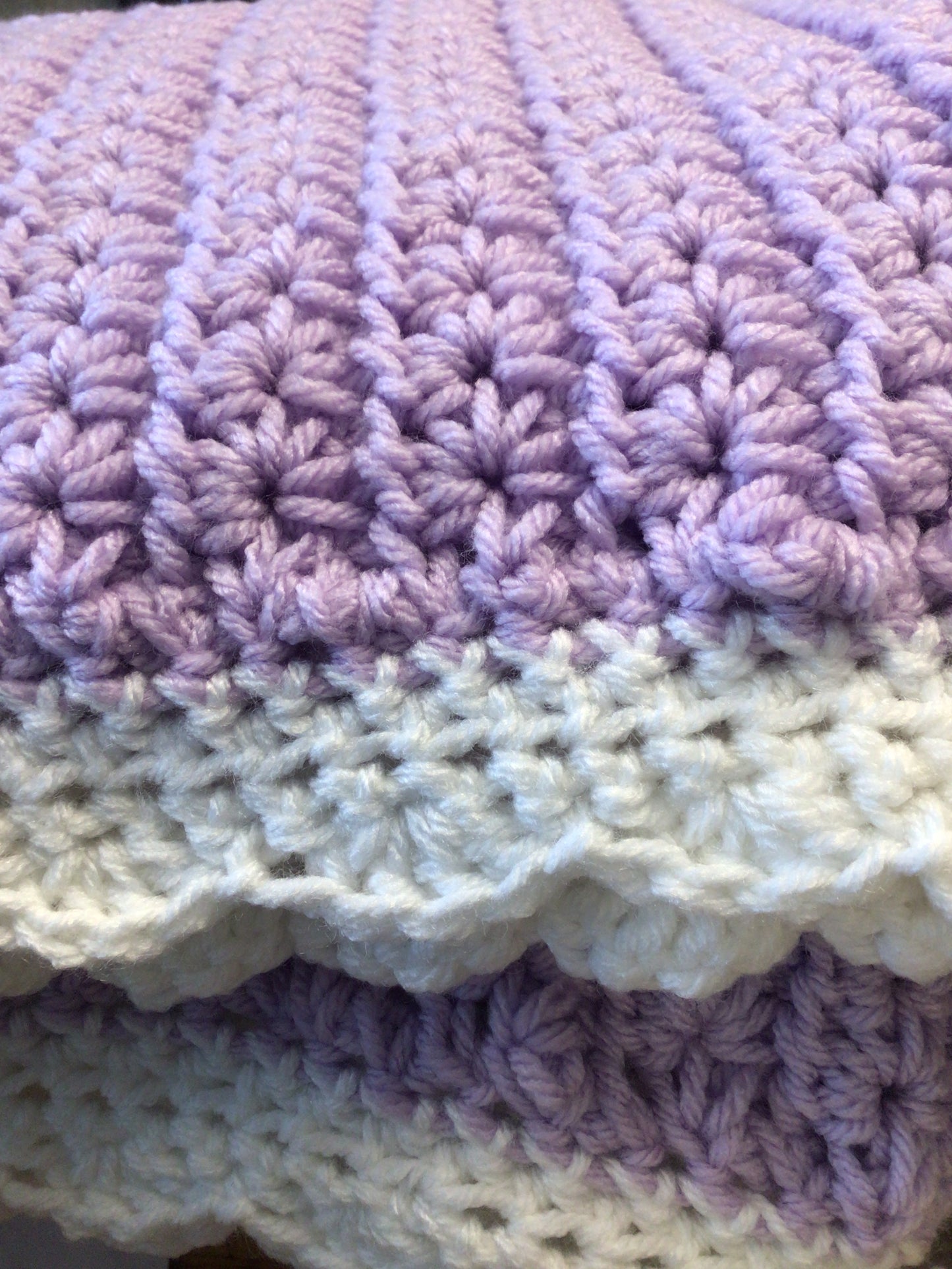 Purple and white blanket