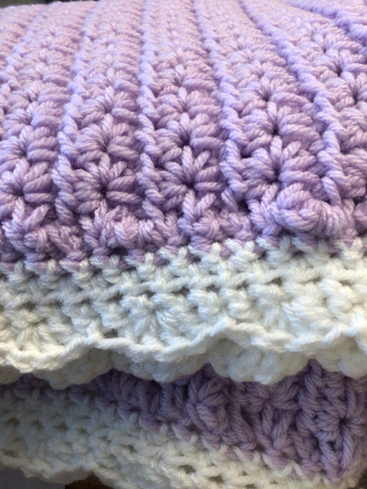 Purple and white blanket