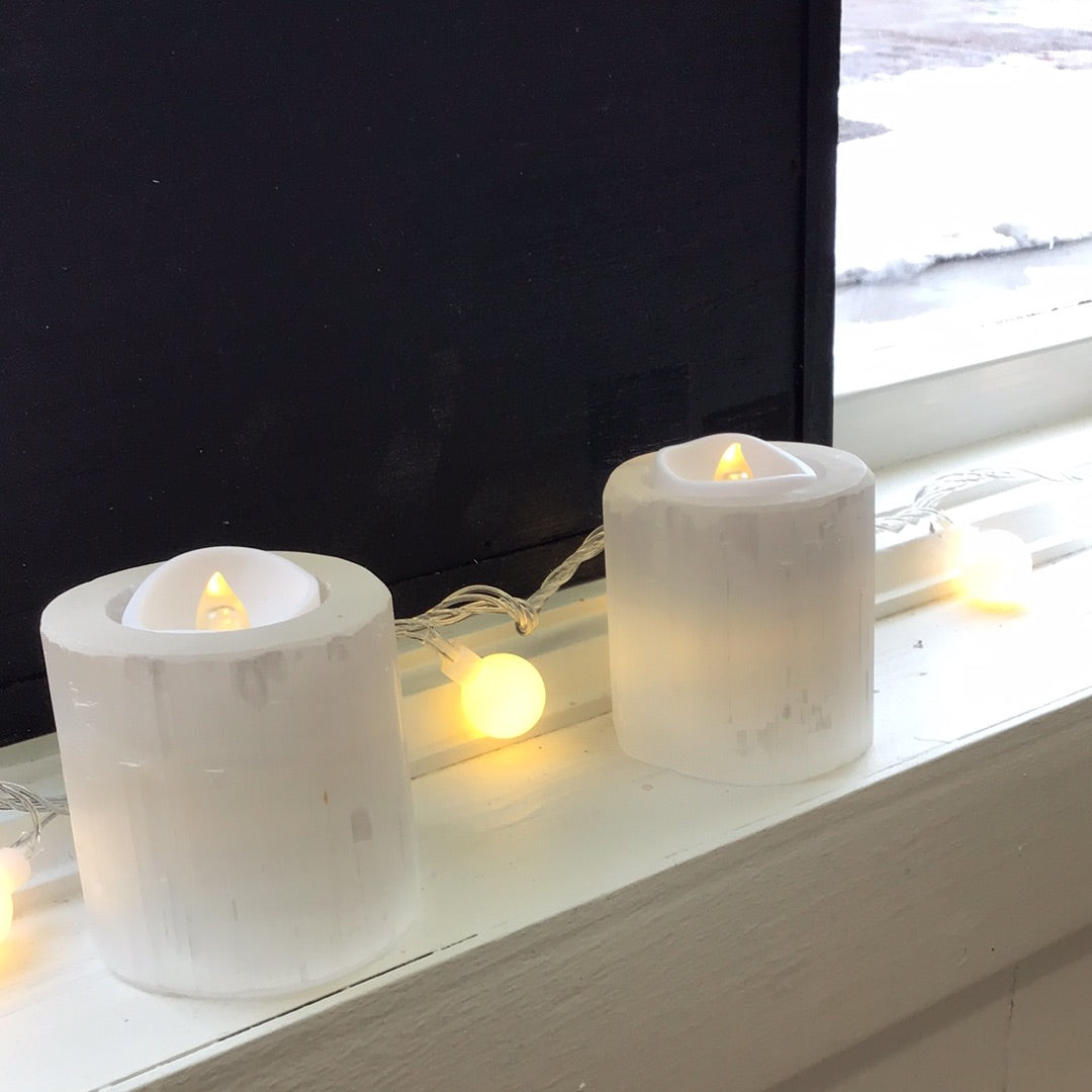 Selenite candle holder